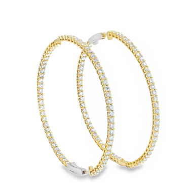 10K Solid Yellow Gold Womens Lab Diamond Hoop Earrings 11.71 Ctw